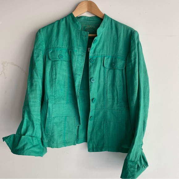 🌟Green linen jacket - Coldwater Creek - Picture 1 of 5